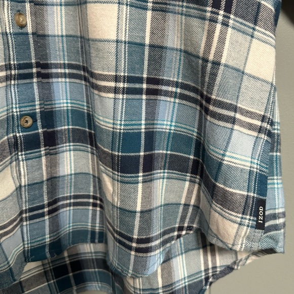 NWT IZOD Blue & White Plaid Temperature Regulating Wicking Flannel Shirt Size XL - Picture 5 of 14